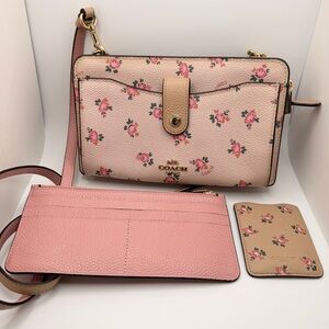Coach Noa Pop Up Pink Floral Crossbody Bag with cardholder